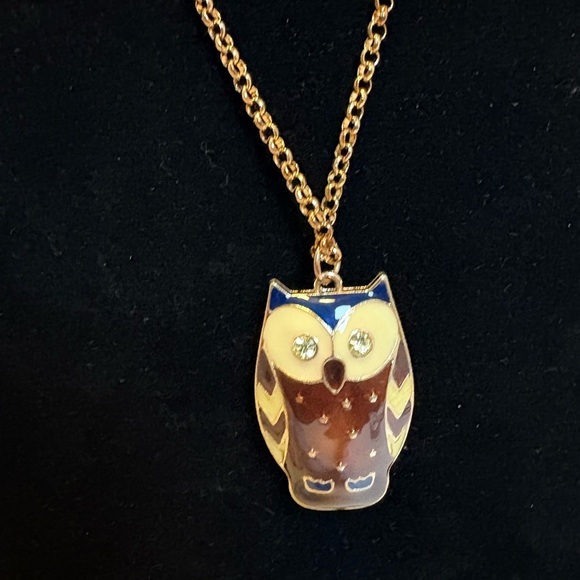 Charming Vintage MCM Owl Enamel Pendant Necklace - Picture 4 of 8